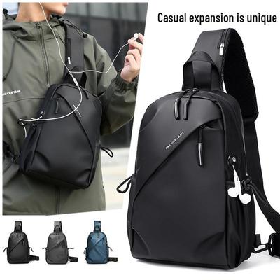 Men's Large Capacity Water-Repellent Crossbody Chest Bag - Trendy Single Shoulder and Waist Bag for Cycling