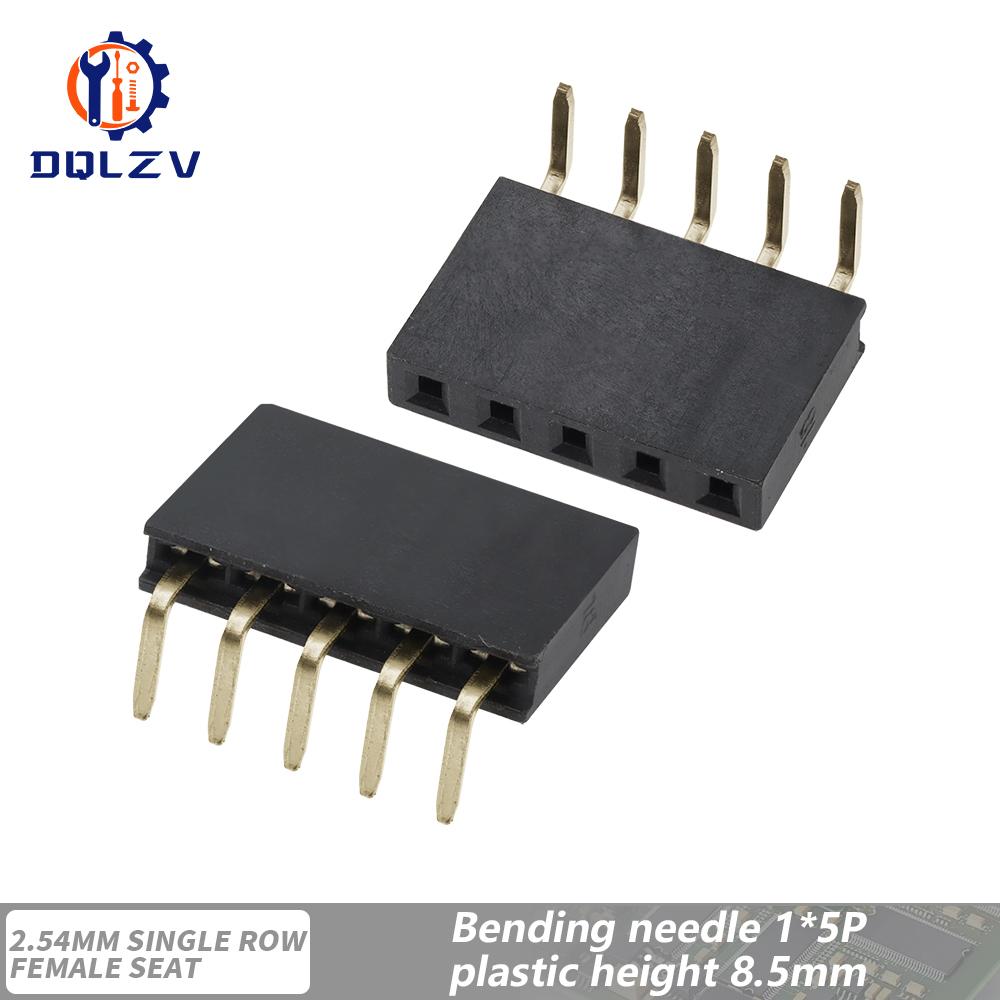 2.54mm Single Row Female Right Angle Pin Header Socket 1*2/3/4/5/6/7/8/9/10/20/40Pin Connector For Arduino