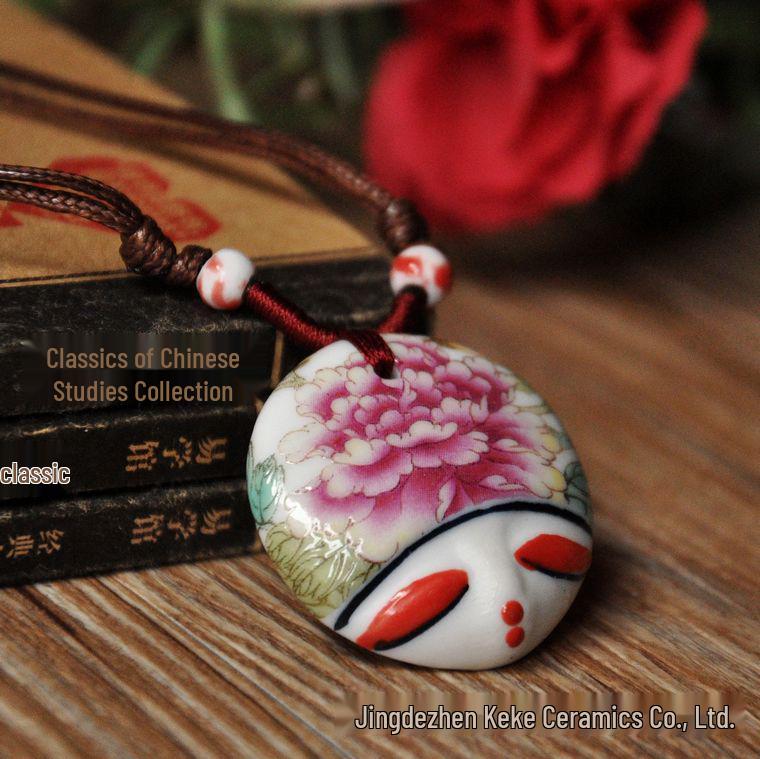 

Unisex Bohemian Ceramic Opera Mask Necklace - Ethnic & Ancient Style Accessories