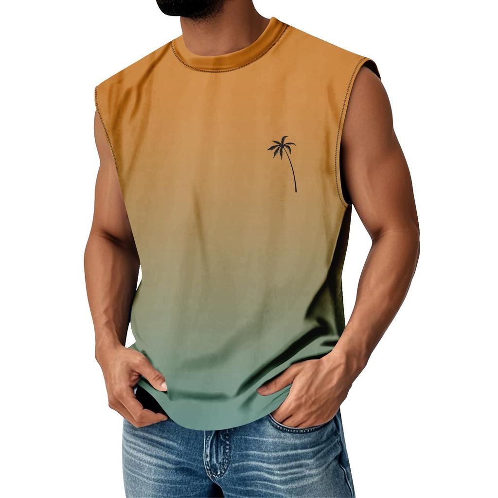 Men's Summer Round Neck Gradient Sports Casual Sleeveless Vest