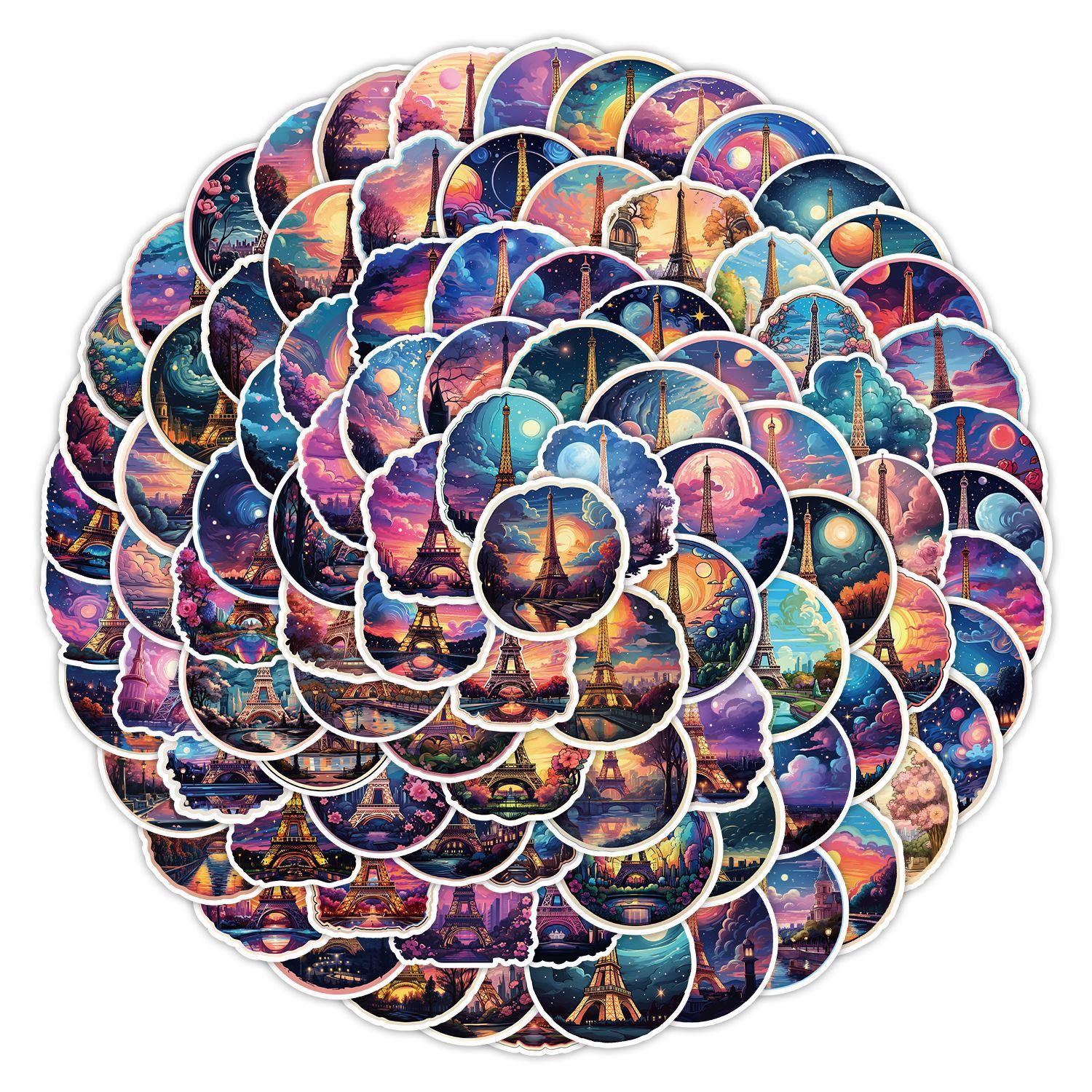 

100 наклеек-граффити с Эйфелевой башней, наклейки для украшения автомобиля, мобильного телефона, стакана для воды, водонепроницаемые креативные детские наклейки