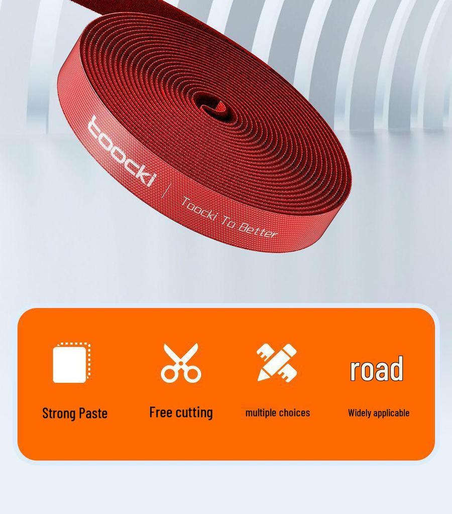 Hook & Loop Self-Adhesive Cable Organizer - Wall-Mounted Cord & Wire Ties