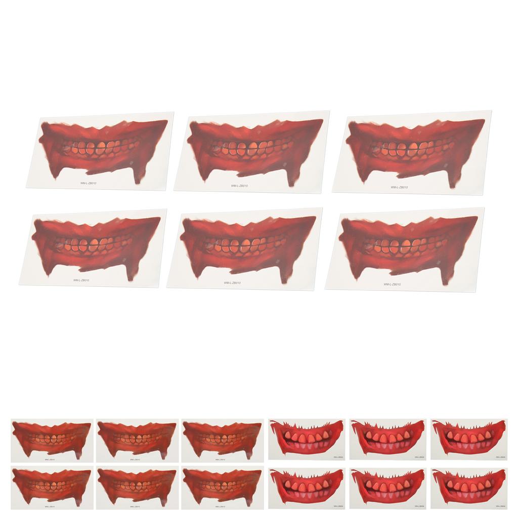 Halloween Mund Tattoo Aufkleber Horror Streich Make-up Temporäres Tattoo Papier DIY Dekoration für Christ