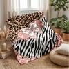 Leopard and Zebra Elegance 2 Theme Blanket Lightweight Warm Flannel Blanket Decorative Throw Blanket for Home Decoration