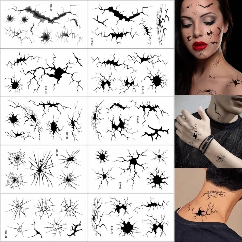 10 pièces Maquillage Corporel Halloween Autocollants Tatouages Toile d'Araignée Imperméable Tatouages Maquillage Performance