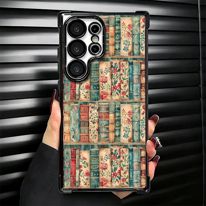 Read Books Illustration Bookshelf Soft Phone Case For Samsung Galaxy S26 Ultra S25 Edge S24 FE S23 Plus S22 S21 + S20 Plating An