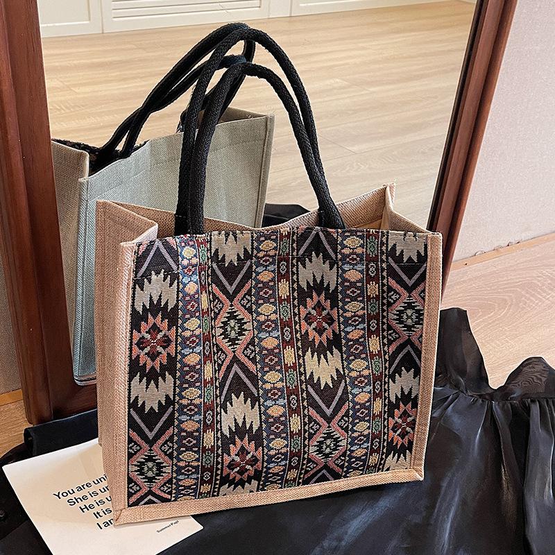 

Льняная сумка-тоут большой вместимости Новая плетеная вручную сумка для мамы Женская модная сумка-мессенджер на одно плечо