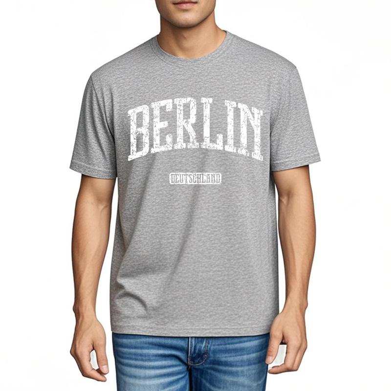 Unisex T-Shirt Weiches Mode-T-Shirt Berlin Aufdruck Auf Schwarzem Shirt Reisen Unisex-T-Shirt Hiphop Klassisches T-Shirt Kurzarm