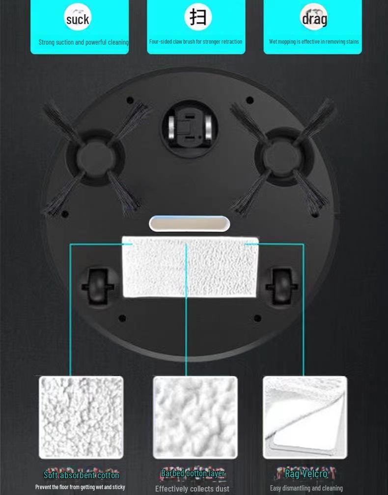 Aspirator robotic inteligent de ultimă generație cu mop de podea reîncărcabil