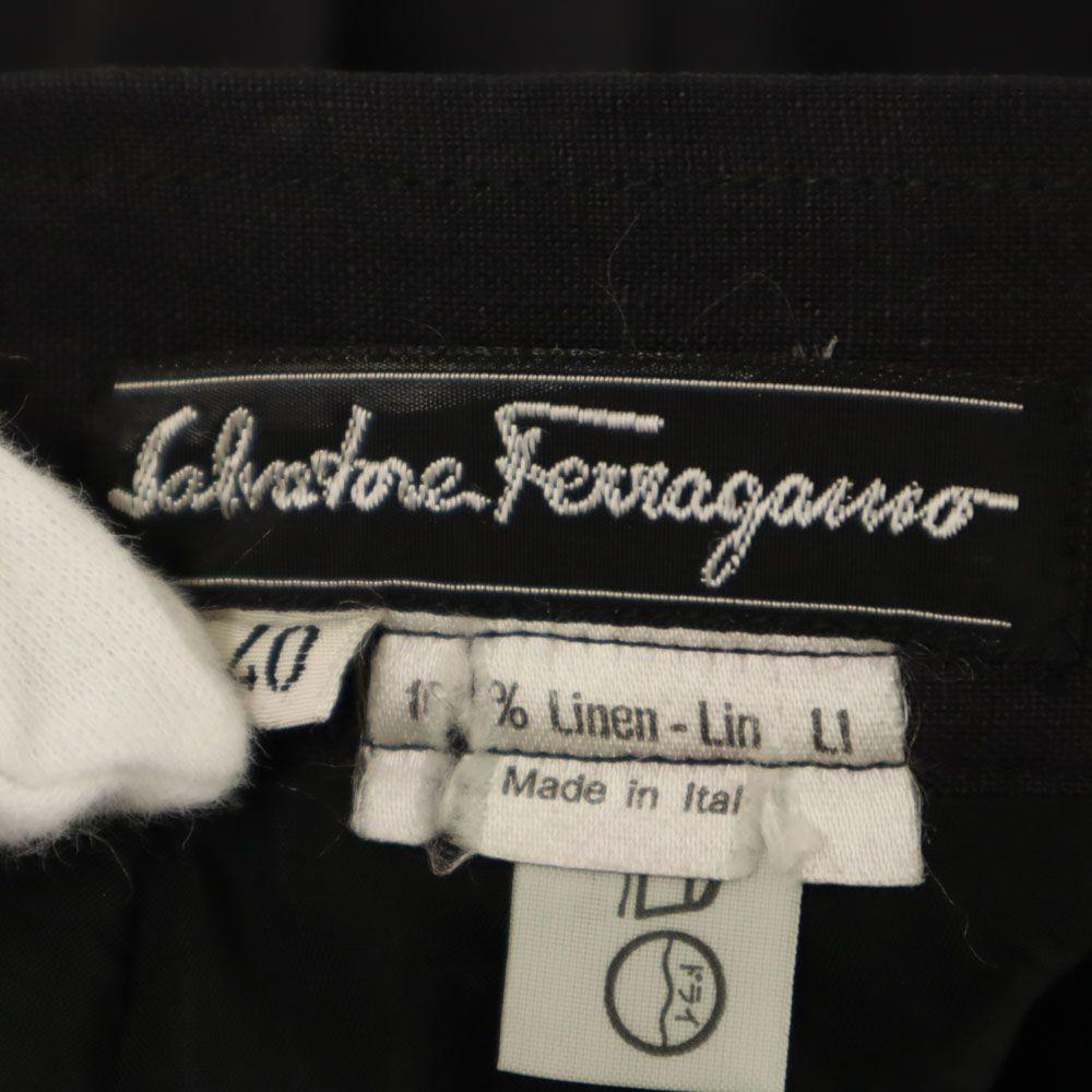 Salvatore Ferragamo made in Italy Midi length linen Tight Skirt 40 Navy Women Used