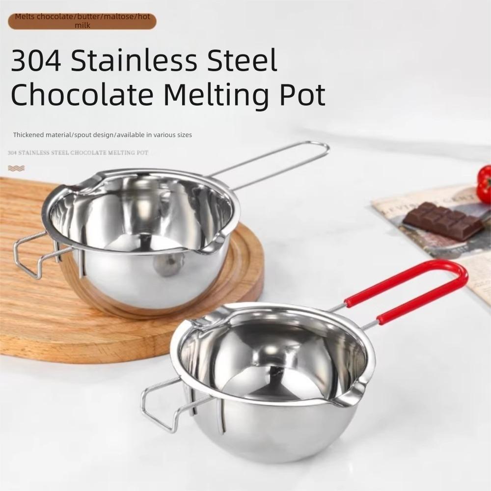 304 Stainless Steel Chocolate Melting Pot Heat Resistant Handle Candle Making Pot Baking Tool