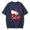 2026 New Summer HelloKitty Cute Graphic Tee Casual Short Sleeve Cotton Top for Women Girls Kawaii Cartoon Print Streetwear