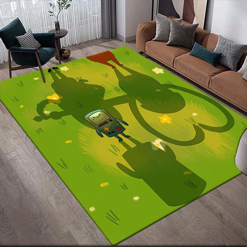 Adventure Time Flannel Pattern Square Carpet,Area Rug,Carpet Rug for Living Room Bedroom Sofa Playroom Decor,Non-slip Floor Mat