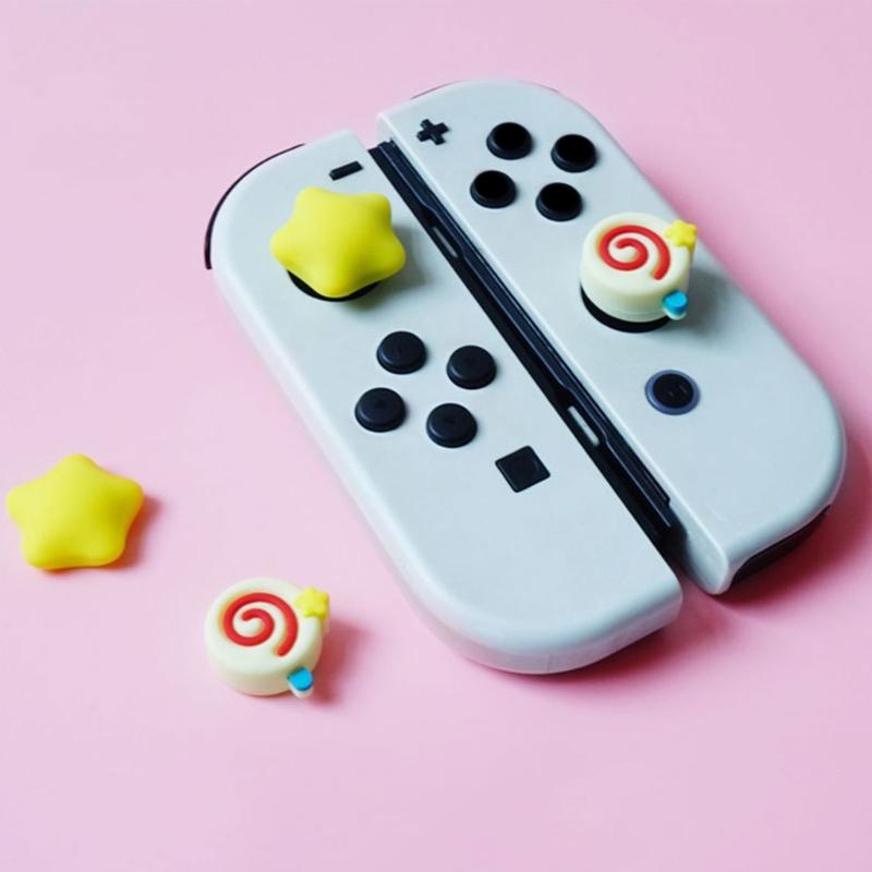 4 Stück Controller-Daumenstick-Kappen für NS2 Cartoon-Muster Stick-Rocker-Kappen Joystick-Kappen Gaming-Zubehör