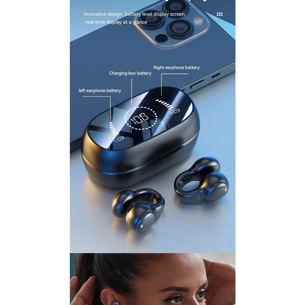 1SET M47 Ear Clip Type Bone Conduction Bluetooth Earphones Non In Ear Sports Digital Display Long Range Earphones