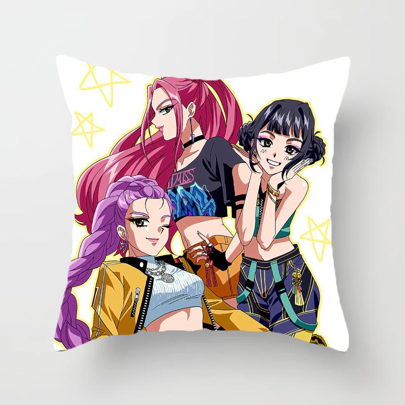 New K-Pop Demon Hunter Girl Group Animation Throw Pillow Peripheral Animation Printed Throw Pillow Game Chair Cushion Home Cushion