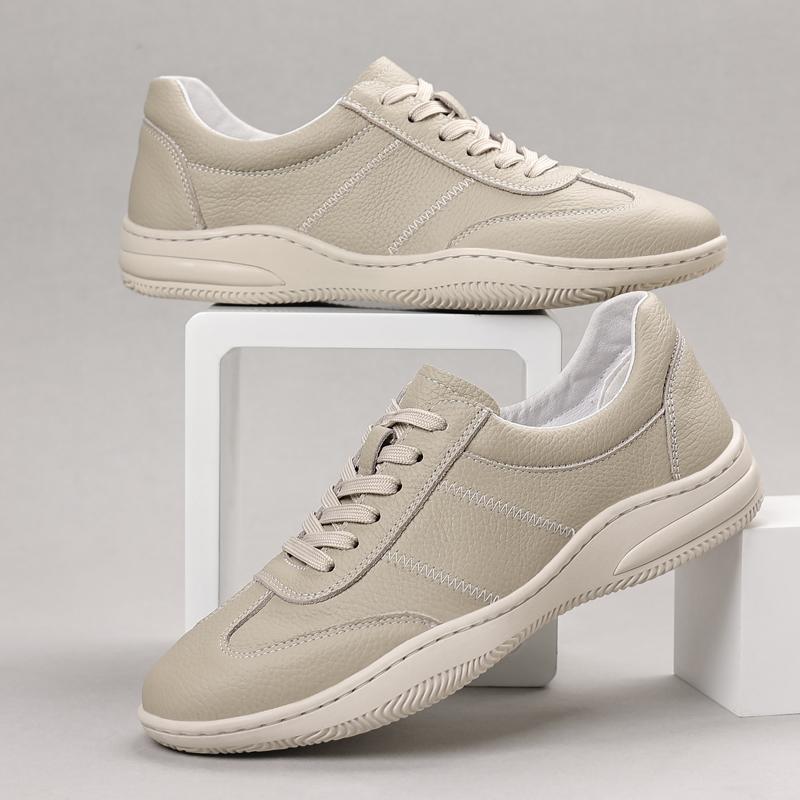 2026 Genuine Leather Men's Casual Shoes Men's Sneakers Soft Upper Breathable Lace Up Round Toe Comfortable Walking Footwear