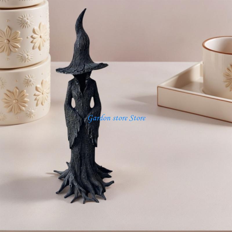 B0KB Resin Witches Statue Halloween Home Decoration Horror Figurine Indoor Sculpture Ornament