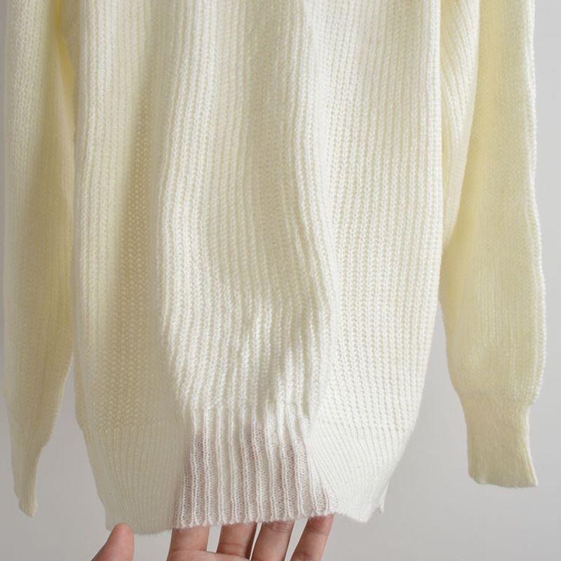 French Simplicity New Round Neck Pullover Crochet Knitwear Women's Clothing Fall Idle Style Loose-Fitting Long Sleeve Sweater Tops