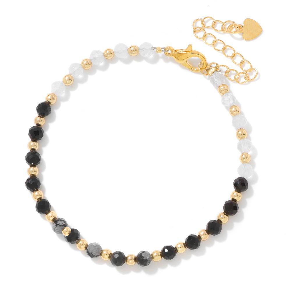 

JYL TS Bracelet Adjustable Beaded Faceted Minimalist Versatile Attracts Charm & Balance black white охра