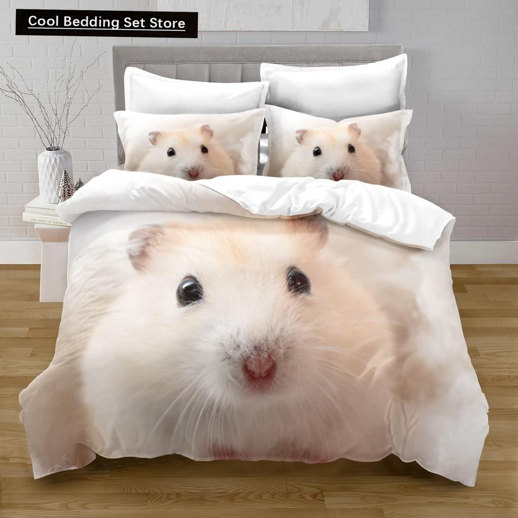Hamster Duvet Cover King Queen Size Family Pet Guinea Pig Bedding Set for Kids Boys Girls Lovely Mini Animal 2/3pcs Quilt Cover