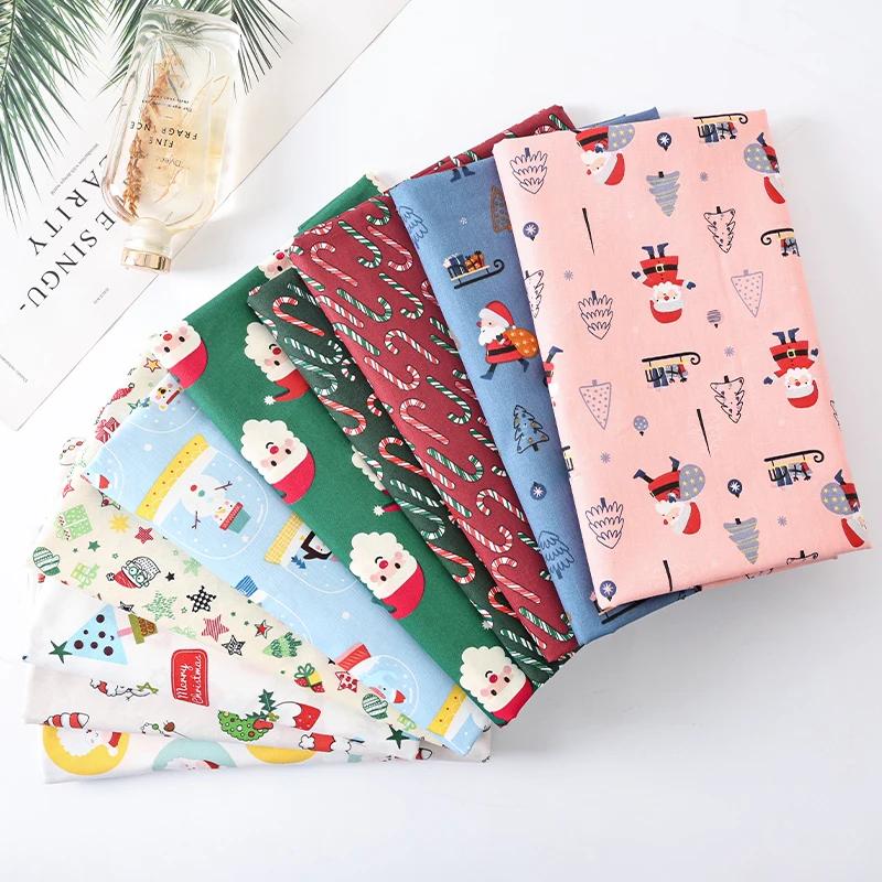0.5m/1m/2m Pure Cotton Twill Christmas Printed Fabric for Sewing Curtain Scene Decoration Tablecloths Children's Clothing Fabric