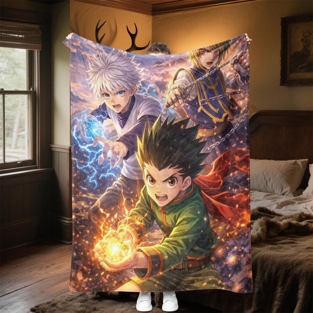 Hunter X Hunter Plush Blanket Soft Comfortable All Seasons Suitable Sofa Office Nap Travel Festive Gift Perfect Fans Anime Series