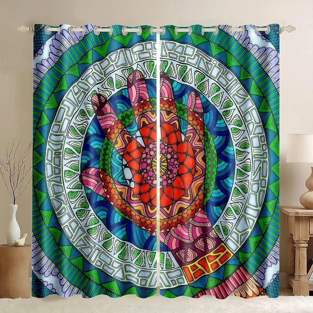 3D Tisk Černý a Zlatý Mandala Závěs 2 Kusy Doprava Zdarma Tenké Závěsy Pokoj Boho Luxusní Značka Dekor Ložnice Obývací Pokoj