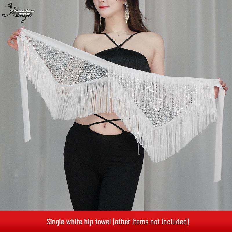 Belly Dance Sequin Tassel Hip Scarf for Stage Performance and Practice