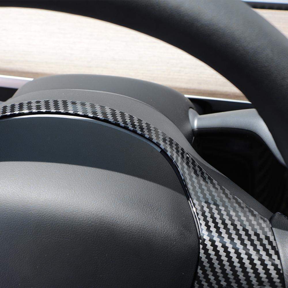 ABS Carbon Fiber Car Steering Wheel Buttons Panel Sticker Trim Cover for Tesla Model 3 2016-2025 Model Y 2019-2025 Accessories