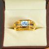 Aquamarine Oval Cut With 925 Sterling Silver Gold Plated Ring For Men's #A737 JL375659043641
