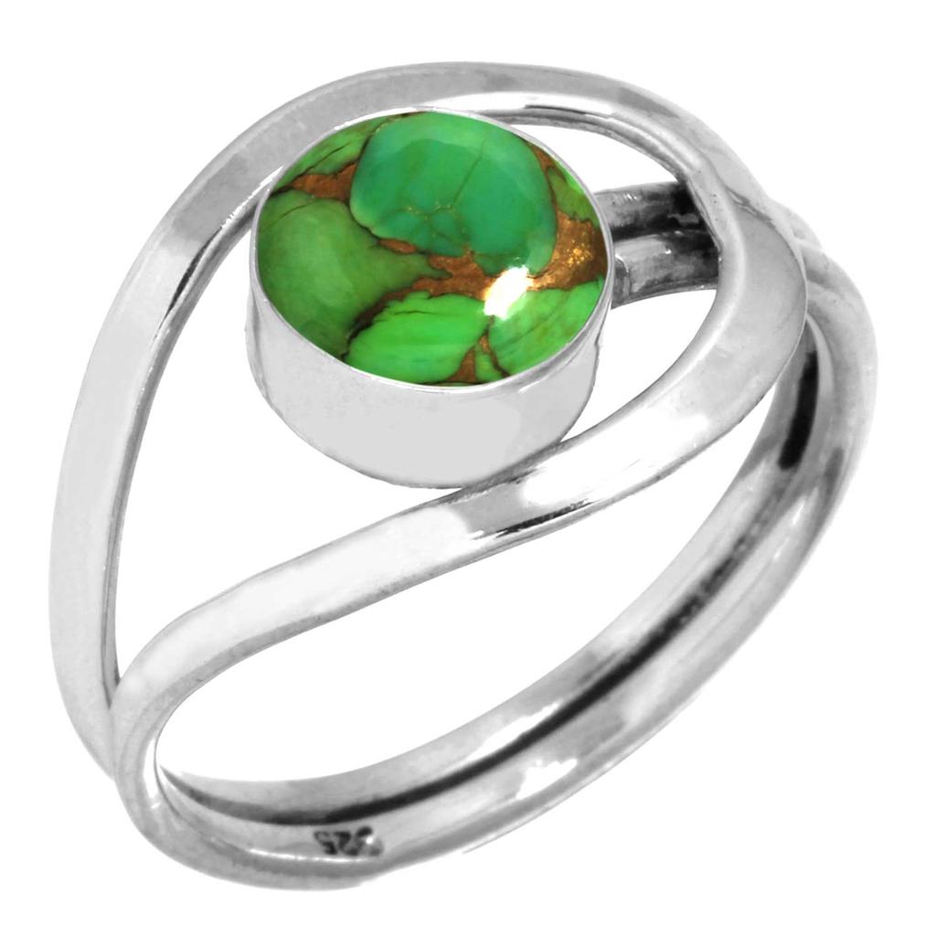925 Sterling Silver Ring Women Gemstone Handmade Jewelry Easter Gift Blue Green Purple Copper Turquoise Freshwater Pearl Lapis Mother Of Pearl Fashion