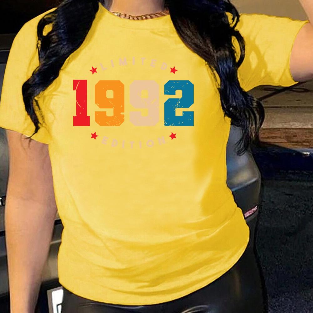 Cotton T-Shirt Short Sleeve Round Neck Women 2d Print Tops