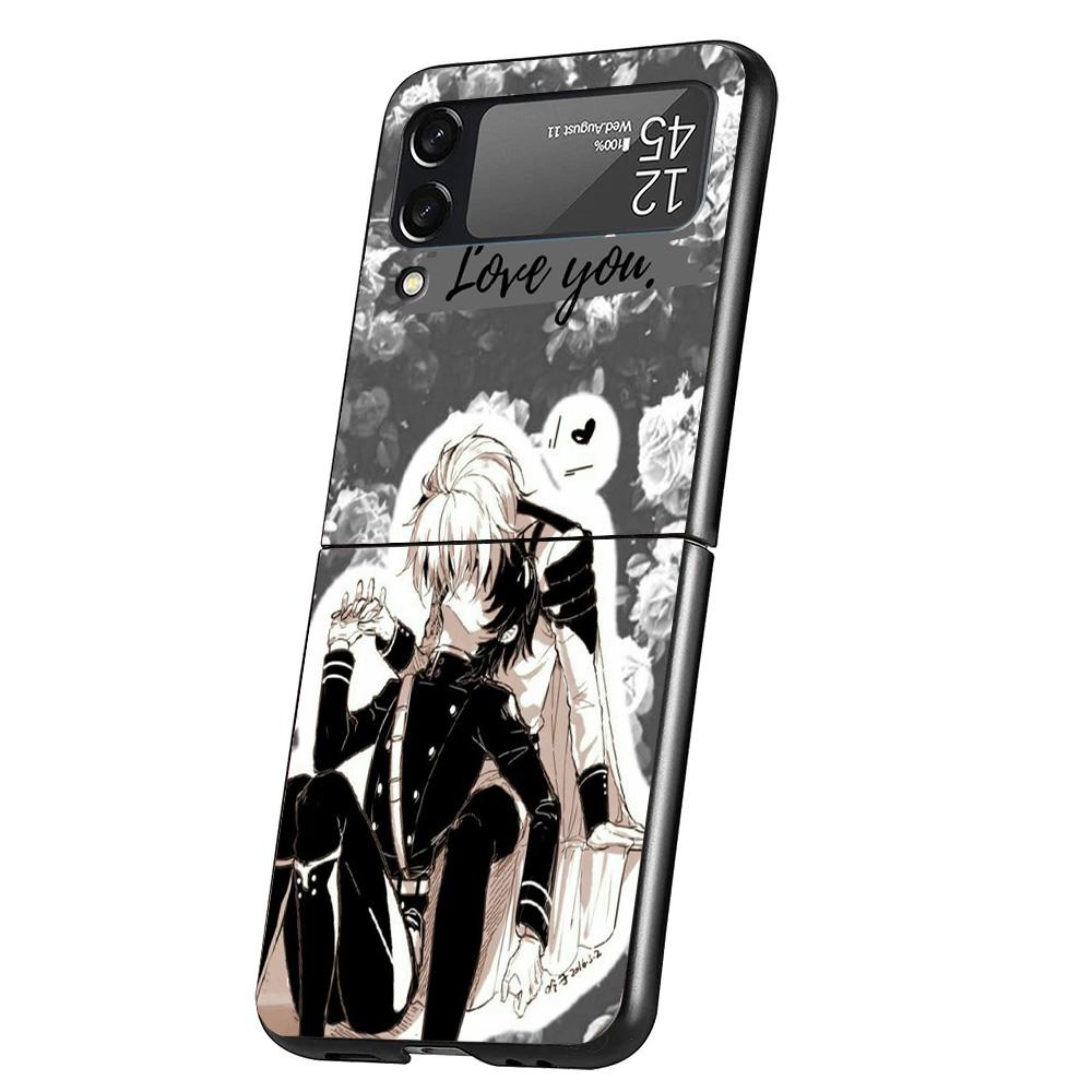 Seraph Of The End Case Phone Cover for Samsung Galaxy Z Flip 6 5 4 3 5G ZFlip6 ZFlip5 ZFlip4 ZFlip3 Black Hard Trend Fundas