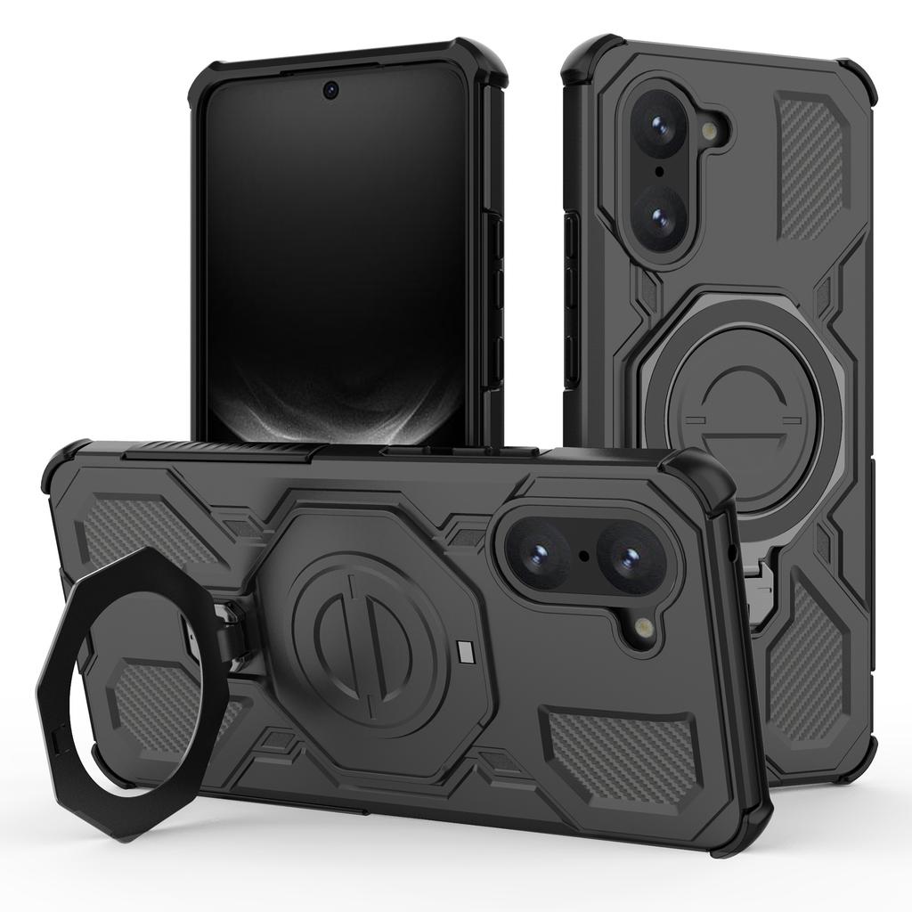 Für OnePlus Nord CE 5G/Ace 5 Racing 5G Magnetische Hülle Drehbarer Metall-Aufsteller PC+TPU Handy-Rückseite