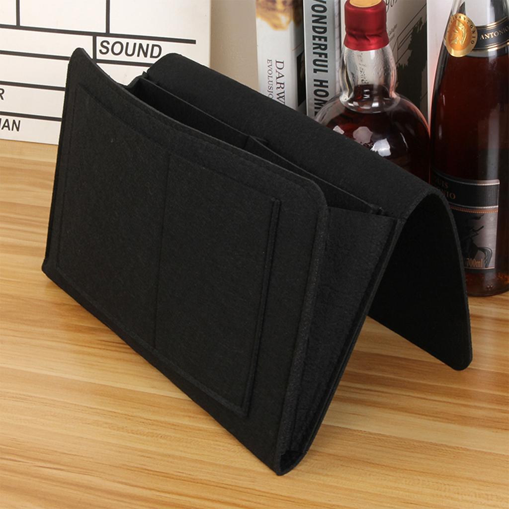 Black Portable Felt Bedside Storage Organizer Pocket