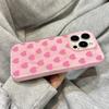 INS Korean Pink Heart Folds Texture Case For iPhone 17 16 15 14 13 12 11 Pro Max 16 Plus Candy Color Shockproof Soft Back Cover