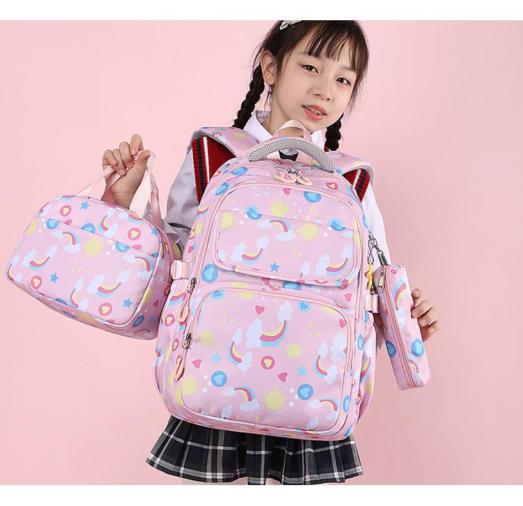 Regenbogen-Serie 3 Stück/Set Kinder Schulrucksack für Mädchen Brottasche Federtasche Grundschule Mittelstufe Oberschule Taschen Schüler Rucksack