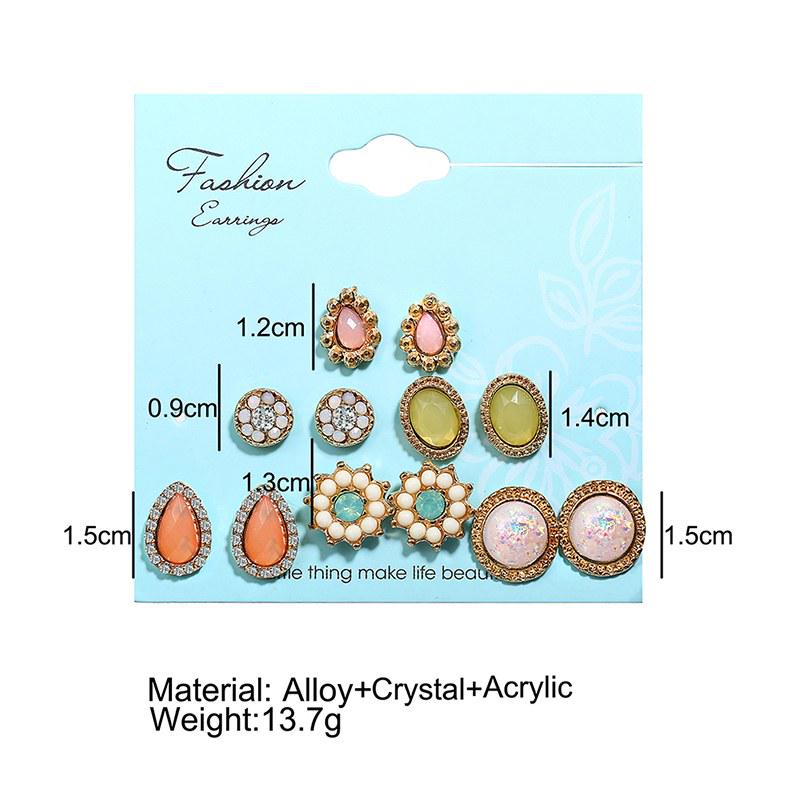 Kobiety Krople wody Kolczyki kwiatowe 6 par Zestaw kolczyków sztyftowych Symetryczne wisiorki do uszu