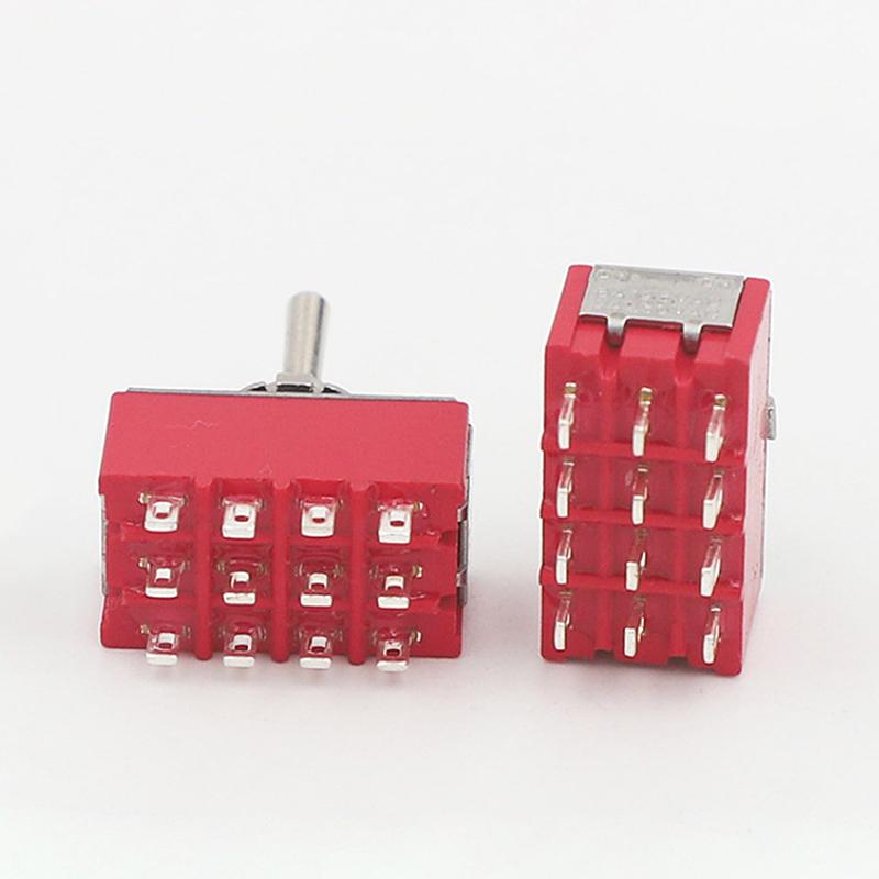 1 Pcs 12Pin Toggle Switches Red 2/3 Position On-On Dpdt Mini Toggle Switches 5A/125V-2A/250V Ac Mts-402 Push Button Switch