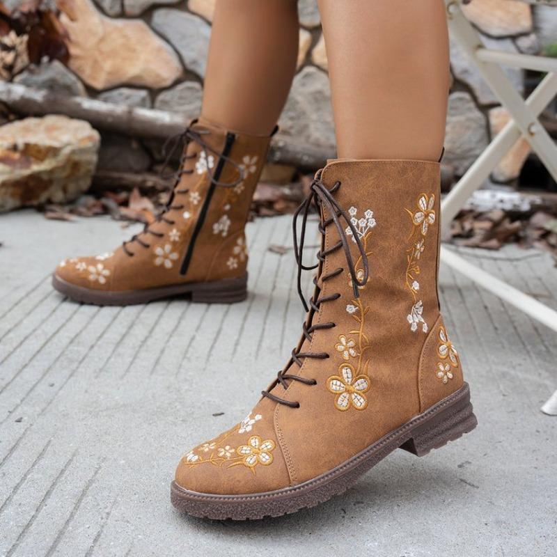 New Retro Boots, Mid-calf Boots and Women's Shoes with Embroidery From Trade