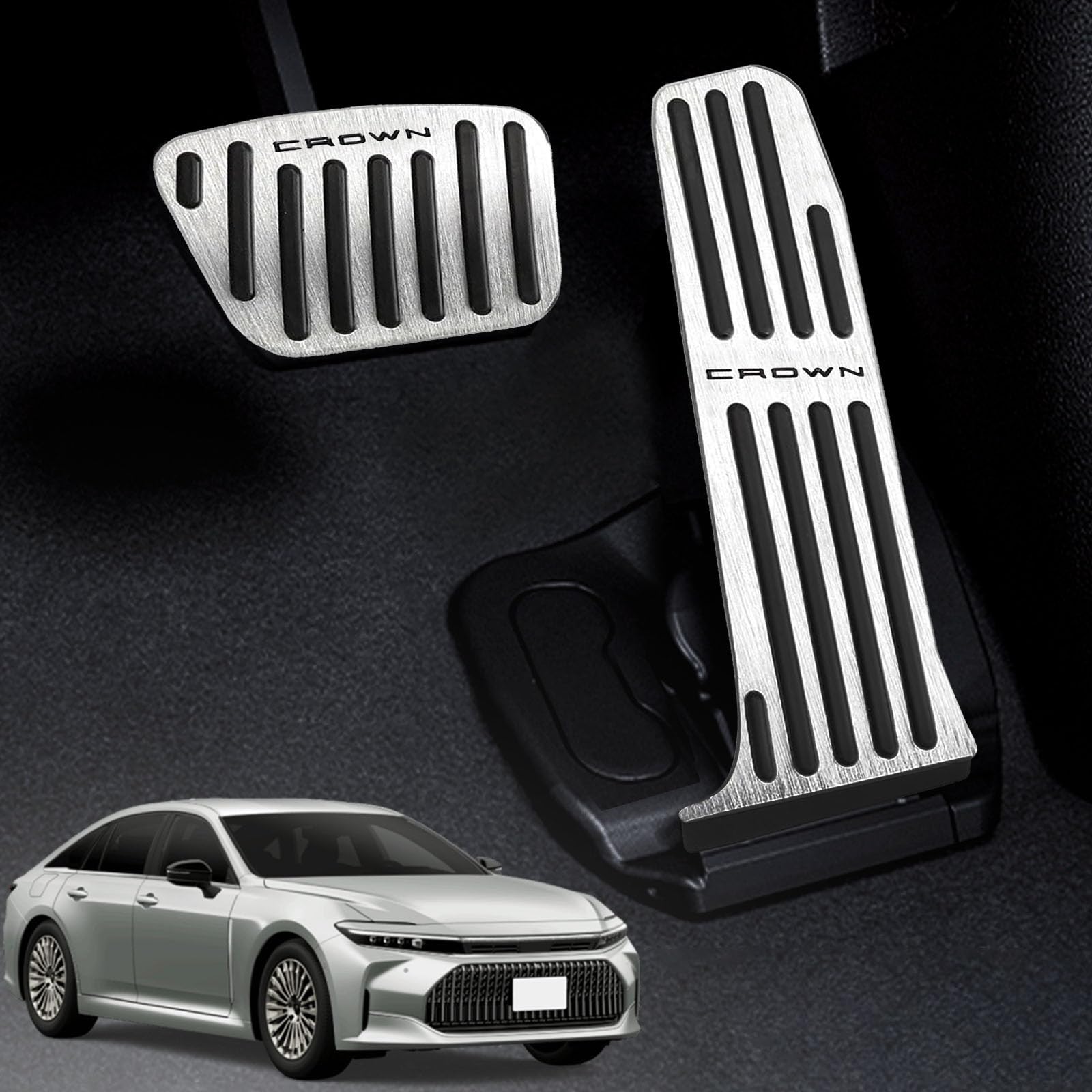 

HUDIY Новая накладка на педаль Crown CROWN TZSH35 AZSH35 CROWN CROSSOVER 2022 Алюминиевый сплав Накладка на педаль тормоза Педаль акселератора Дизайн подставки для ног Интерьер