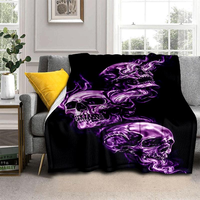Pink Moon Skull Graveyard Tapestry Blanket Camping Trip Sofa Blanket Bedroom Office Rest Blanket Sheet