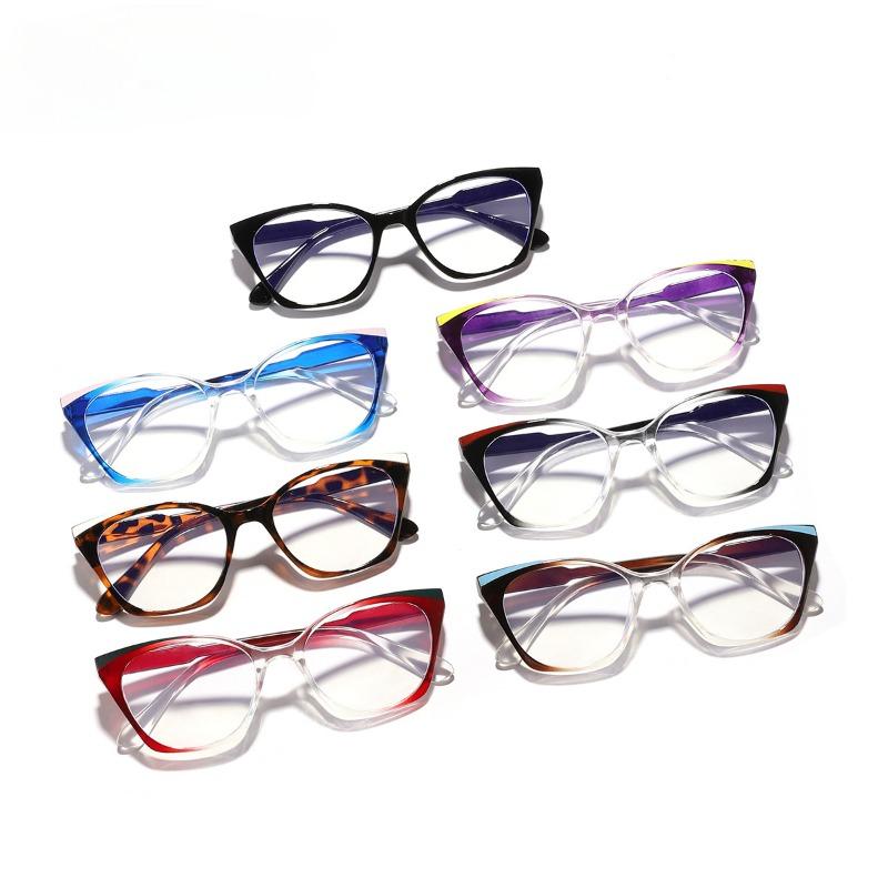 Fashion Cat's Eye Collide Color Anti Blue Light Glasses Men Women Retro PC Frame Outdoor Travel Party Eyeglasses