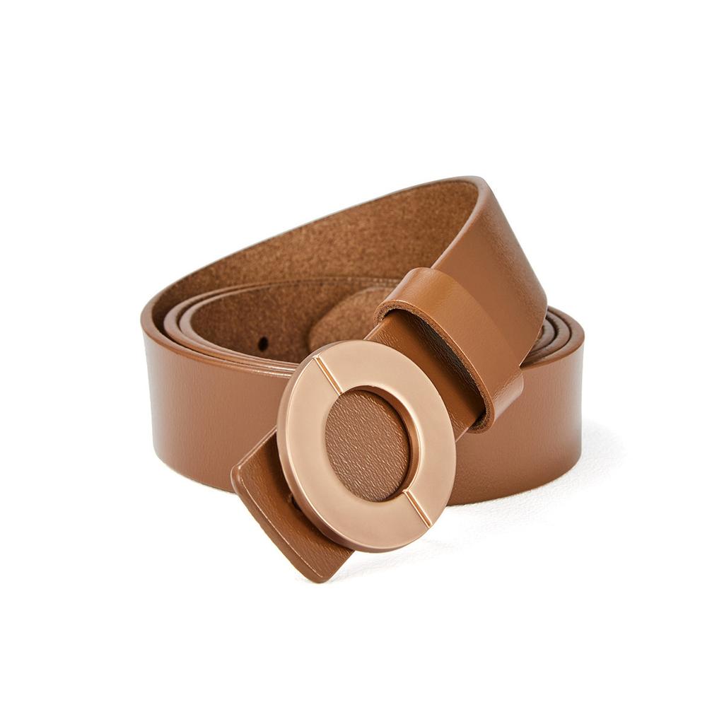 Women'S Belt Smooth Buckle Leather Perforated Belt Jeans Women'S Whole Cowhide Cut Dress Versatile Belt