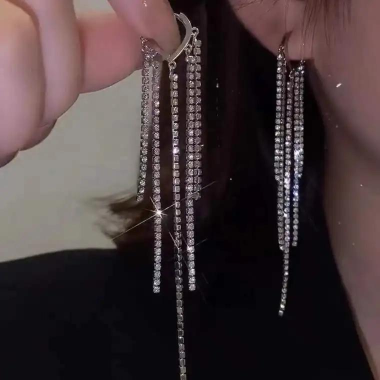 Fashion Trend Unique Design Elegant Exquisite Light Luxury Rhombus Zircon Earrings Female Jewelry Party Premium Gift