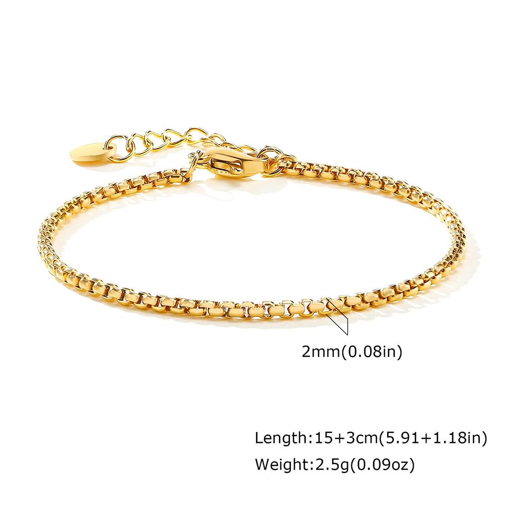 Non Tarnish Stainless Steel Bracelet Gold Plated Stackable for Women, Thin Herribone Chain Bracelet Waterproof Jewelry