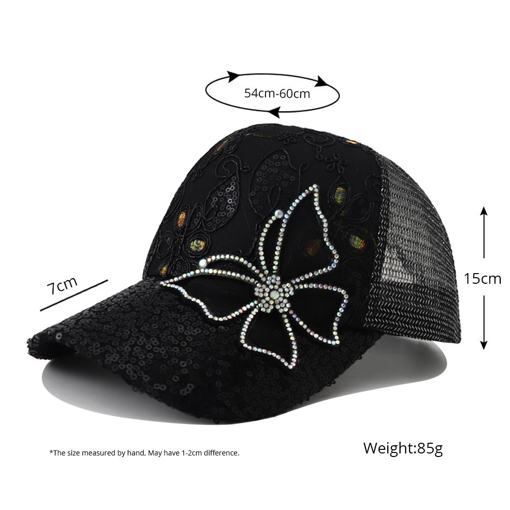 New Summer Glitter Mesh Trucker Hat Snapback Cap Chapeau Femme Fashion Messy Hair Bun Ponytail Baseball Caps For Women Bone