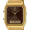 Casio Vintage Analoog Digitaal Goudkleurig Roestvrij Staal Bruine Wijzerplaat Quartz AQ-230GA-5A Unisex Horloge