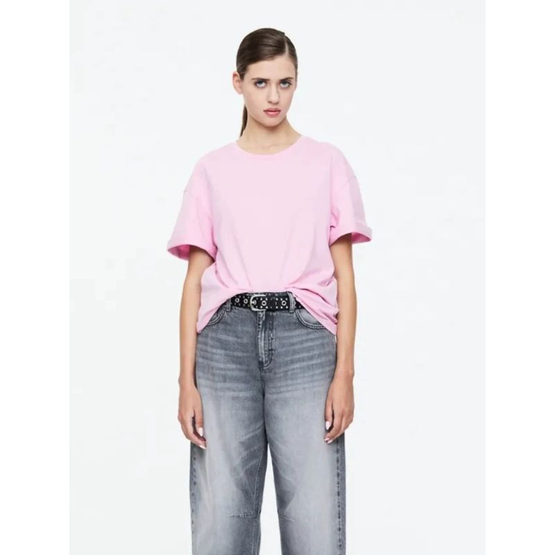 Fashion Wind New Arrival Loose Fashion Solid Color round Neck Short Sleeves Cotton T-shirt Top Loose Printed Cotton